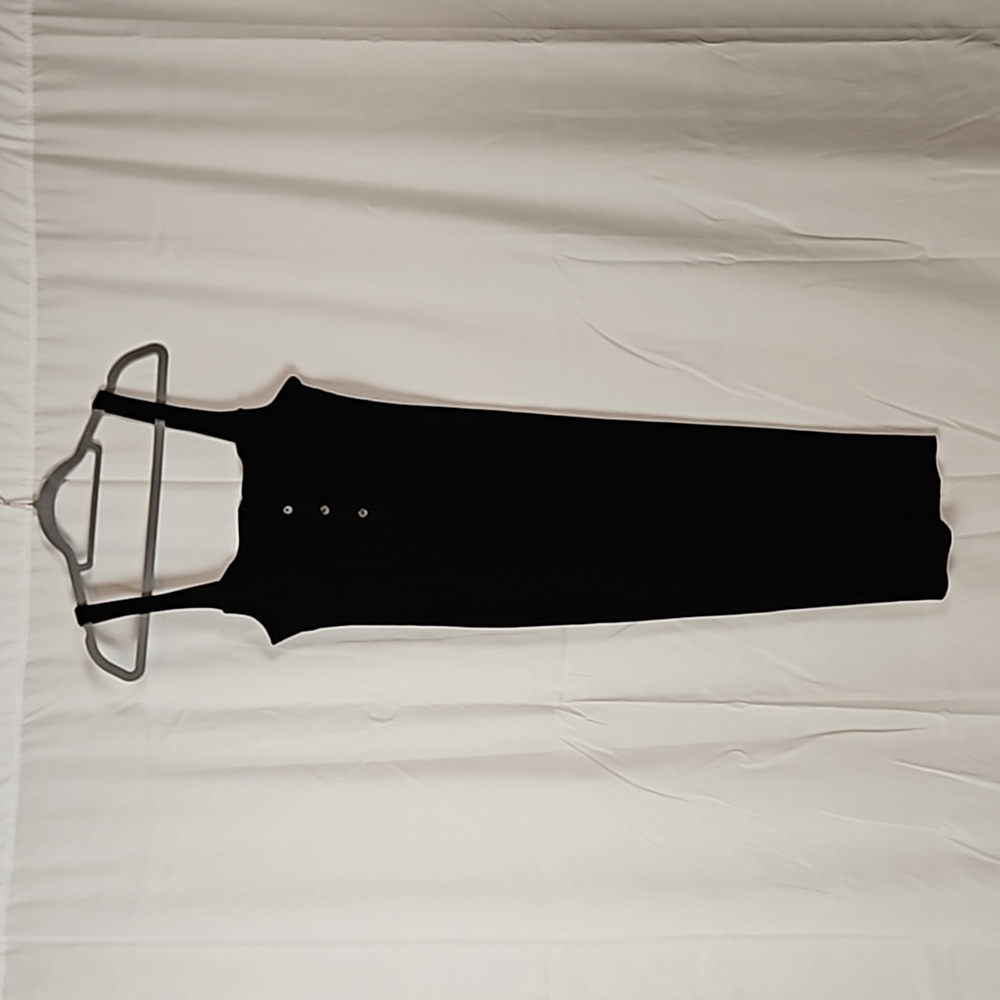 Asos Black Cotton Ribbed Midi Dress, Size 18